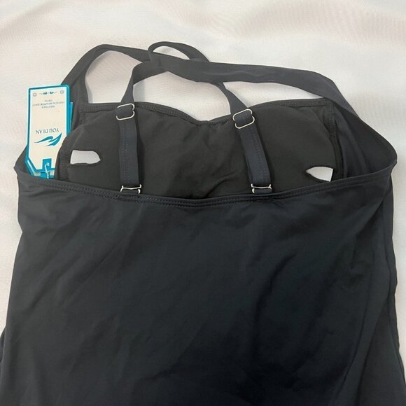 NWT You Di An Womens Black One Piece Swimsuit Rouched Style On The Chest - Picture 5 of 9